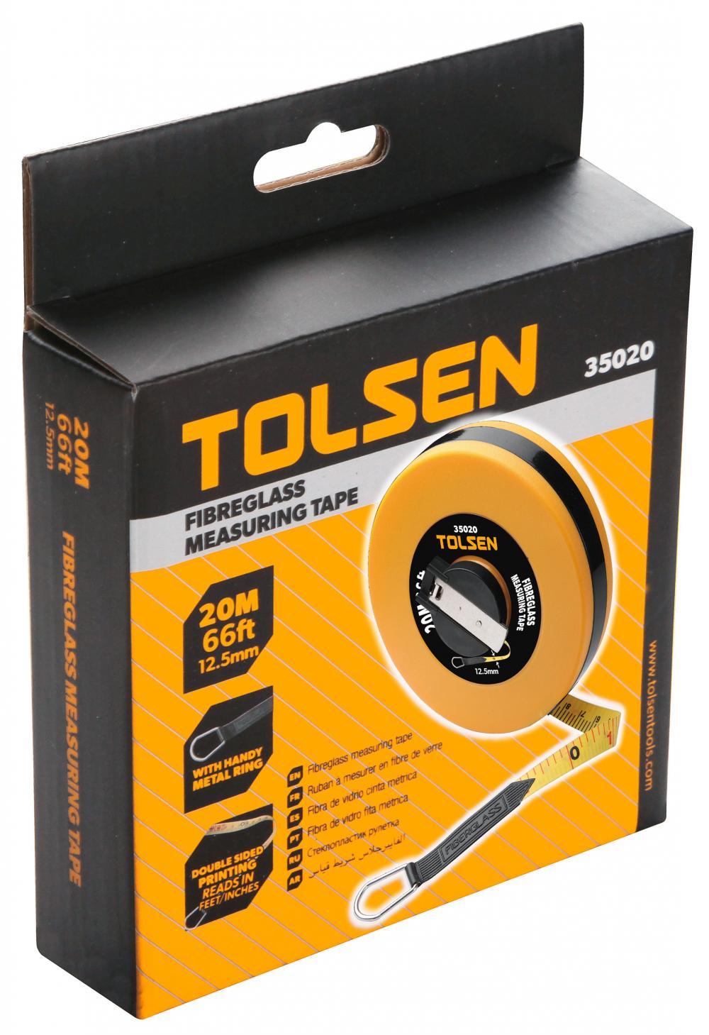 Рулетка с фиксатором 50 м x 12.5 мм, никелированная ручка  TOLSEN