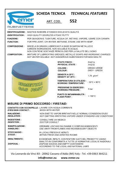 Pasta pentru etansare (galbena) apa calda si gaz 460 g Art. 552  REMER