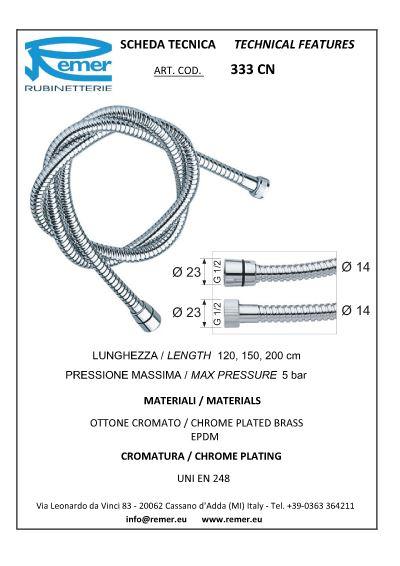 Furtun de dus L=2 m cromat (conic) 333CN  REMER