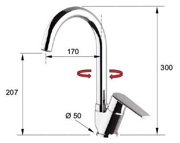 Смеситель для кухни вертикальный для мойки V42B  REMER
