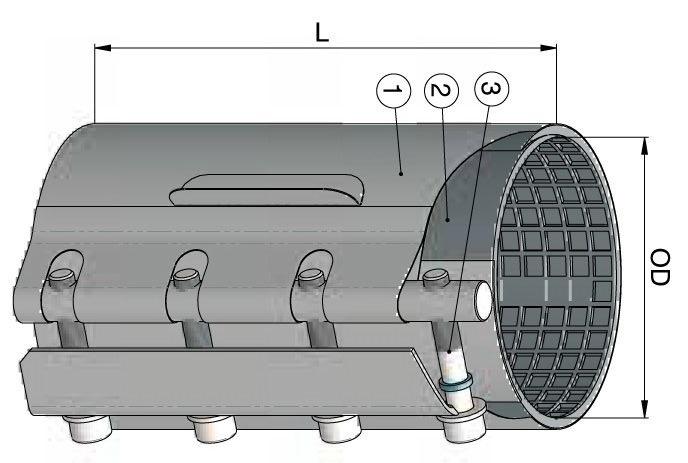 Colier reparatie D.151-161 PN16 L=250 mm (single band) WATO