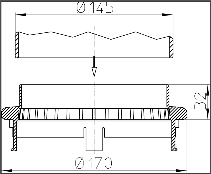 Дренажное кольцо D.150 из полипропилена для воронок HL160 HL
