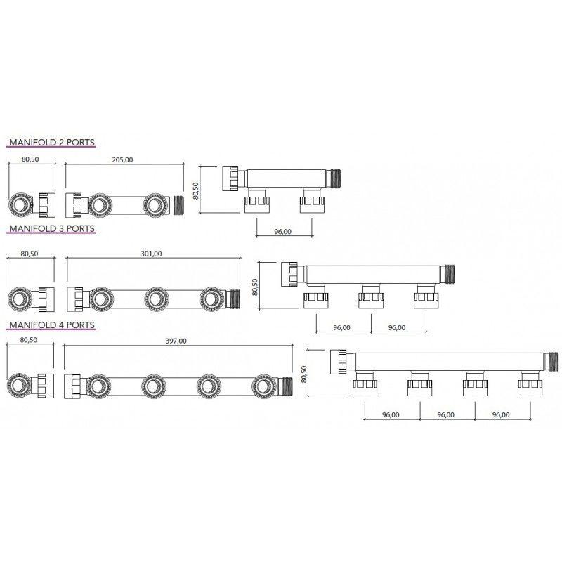 Ramificatie-distribuitor D. 1" FI/FE pentru 3 electrovane (irigare)