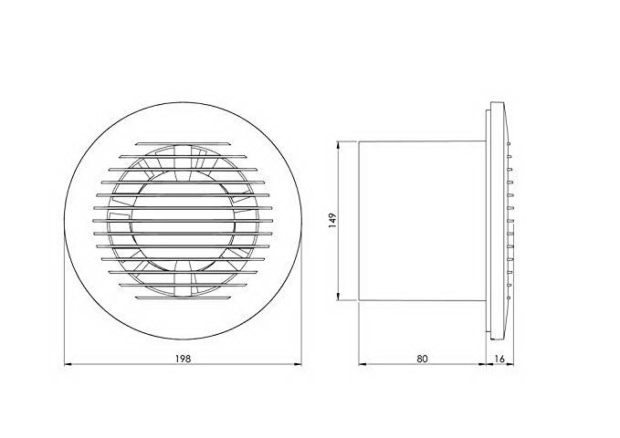Ventilator rotund D.100 E-EXTRA - EA100 - 100 m³/h, 15 W  EUROPLAST