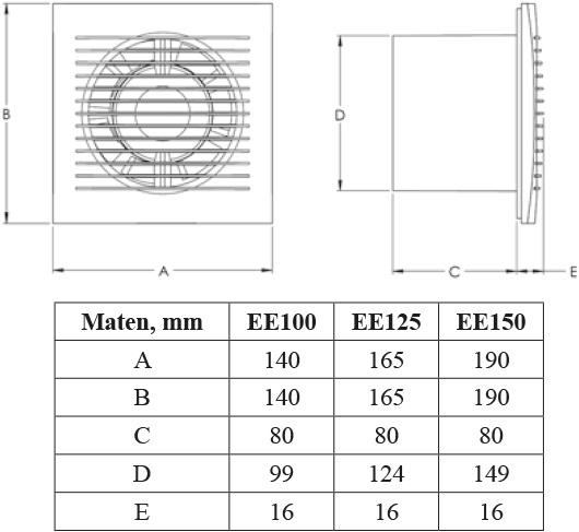 Ventilator D.125 E-EXTRA - EE125 - 150 m³/h, 16 W EUROPLAST
