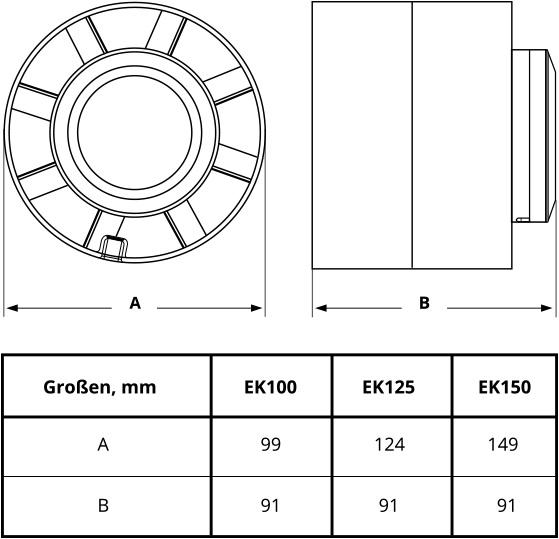 Вентилятор канальный осевой D.150 E-EXTRA EK150T + таймер - 200 м³/ч  EUROPLAST