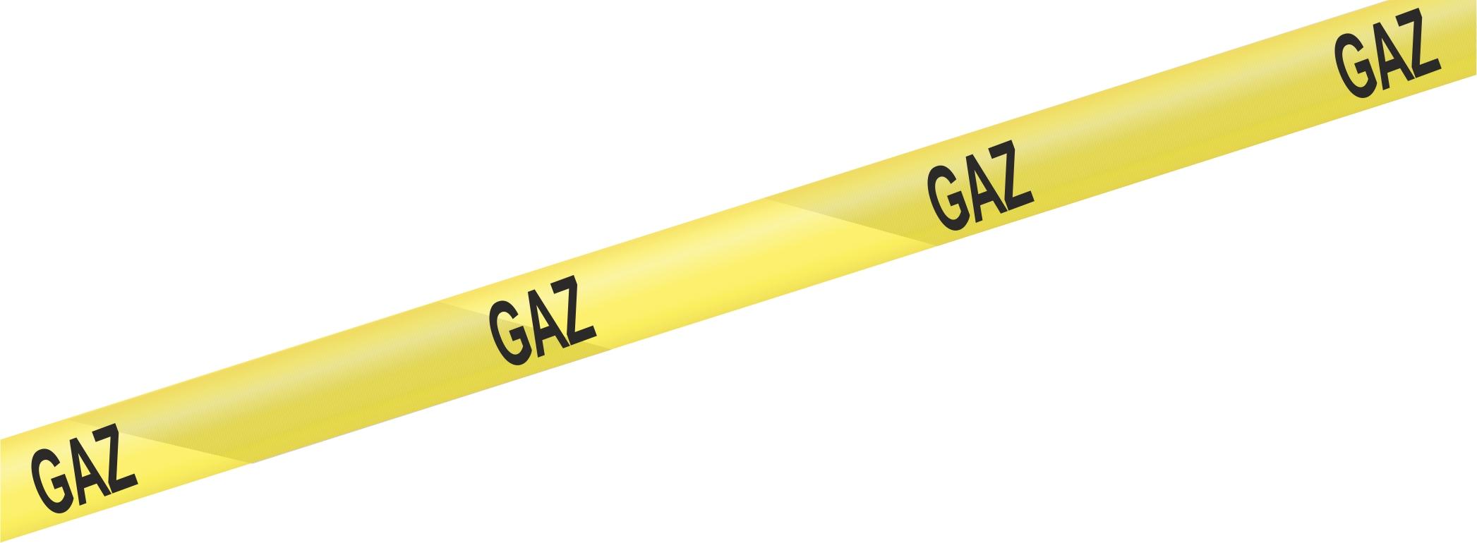 Лента сигнальная П/Э "GAZ" желтая (H=150 мм, 45 мкм) DE