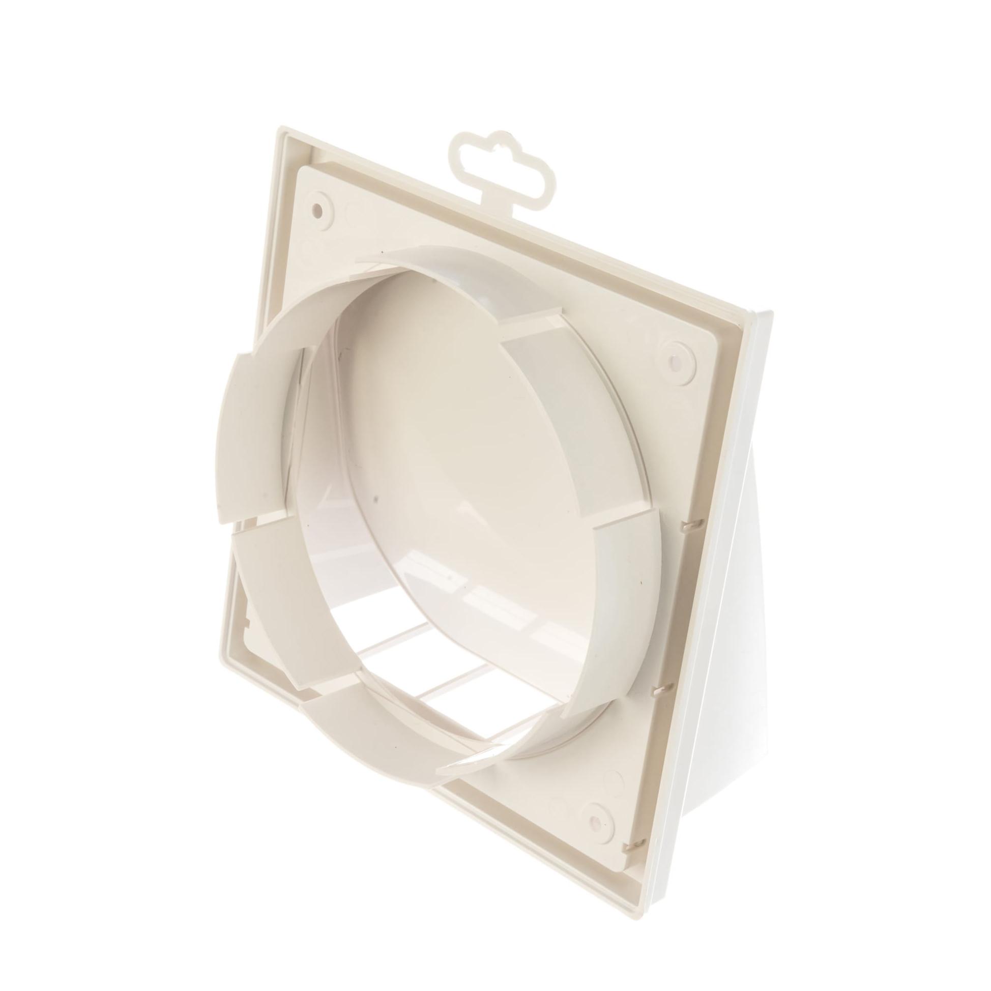 Grila plastic exterior cu supapa 150 x 150 mm cu iesire dreptunghiulara 55 x 110 mm (alba) ERA
