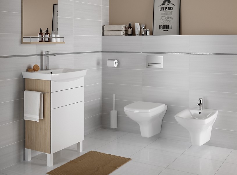 Compact 3-6 L cu alimentare inferioara Carina Slim Clean On, cu capac duroplast (94486)  CERSANIT