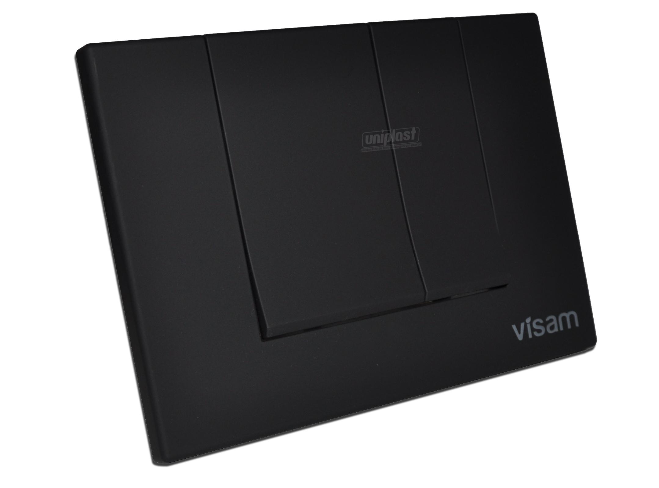 Кнопка смыва двойная ALINDA (черный мат) (Soft Black)  VISAM