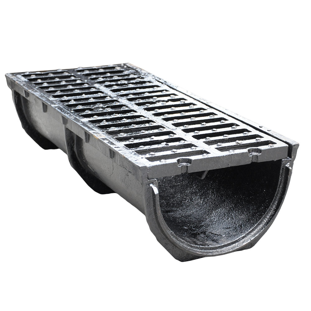 Gratar fonta canalizare cu rigola 750x300x190 mm 41 kg EN124 D400 (tava rotunjita)