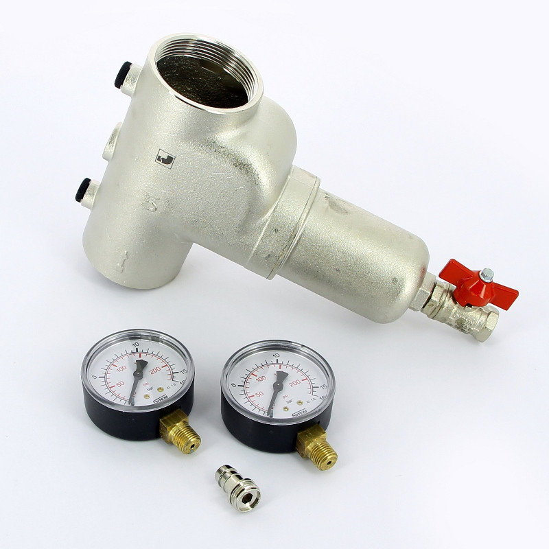 Filtru autocuratire D.  1/2" FI/FI 300 mcm PN16 (cu 2 manometre D. 1/4" si robinet golire D. 3/8" FE/FI) Art. 189  ITAP