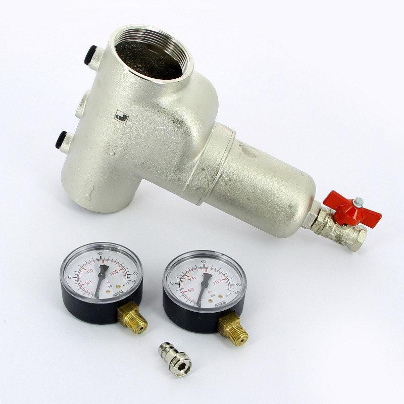 Filtru autocuratire D. 1/2" FI/FI 300 mcm PN16 (cu 2 manometre D. 1/4" si robinet golire D. 3/8" FE/FI) Art. 189 ITAP