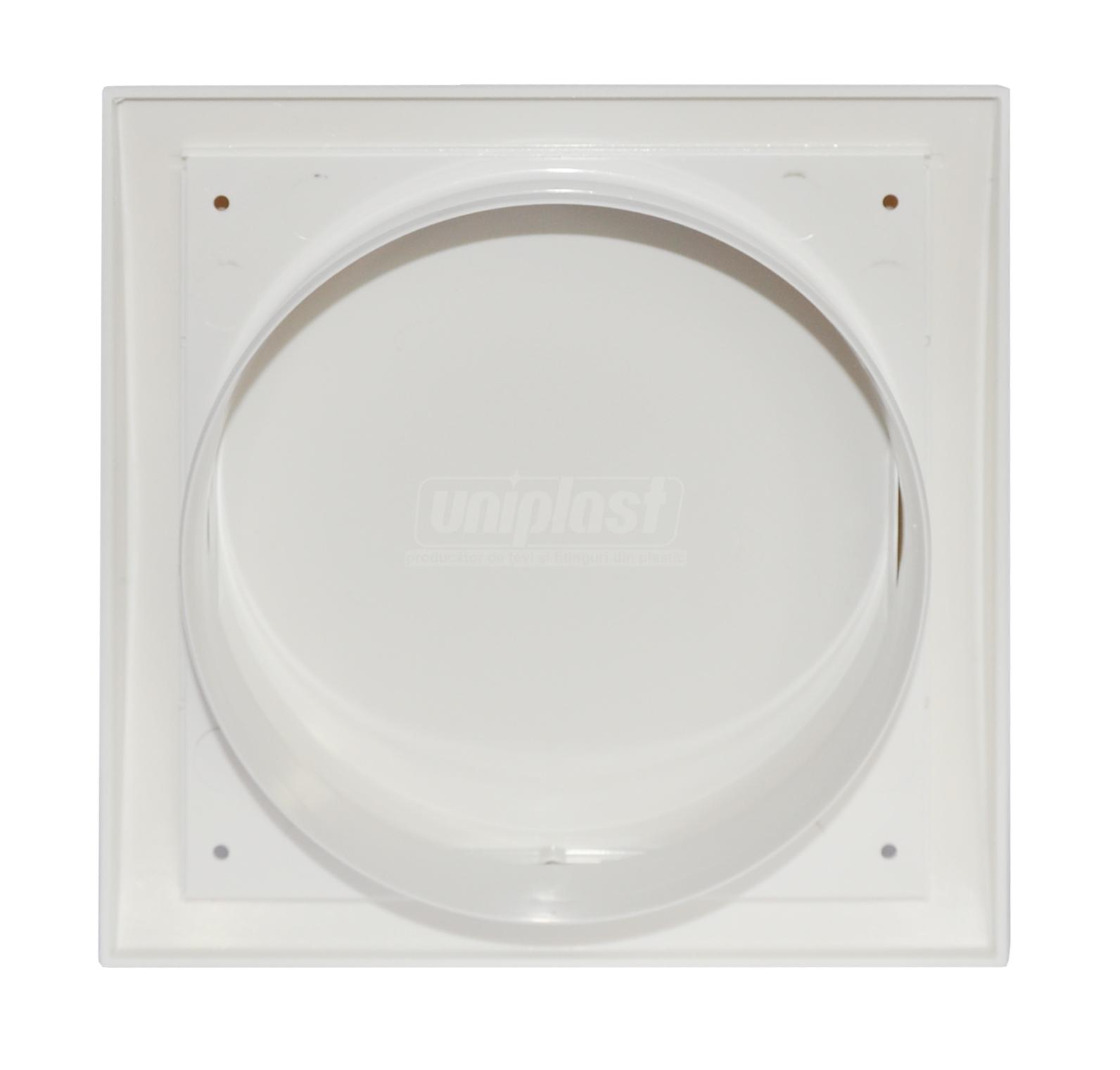 Выход стенной вытяжной с обратным клапаном 190 x 190 мм с фланцем D.125 (белый) ND12FV  EUROPLAST