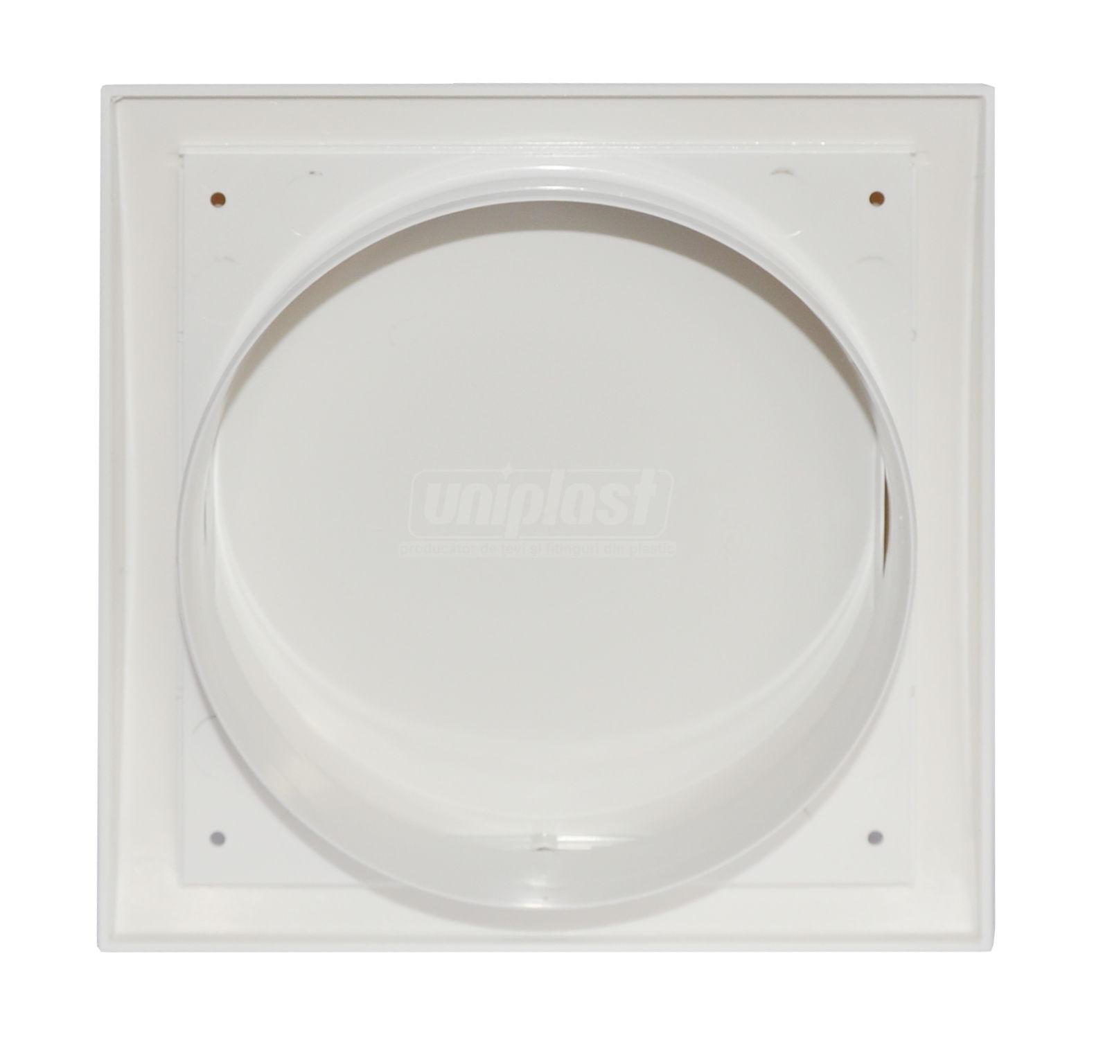 Выход стенной вытяжной с обратным клапаном 190 x 190 мм с фланцем D.150 (белый) ND15FV  EUROPLAST