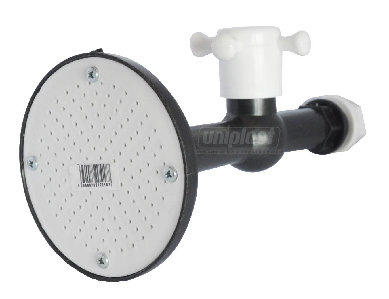 Насадка для летнего душа - пластиковая + кран пластиковый литые (черно-белые) TI