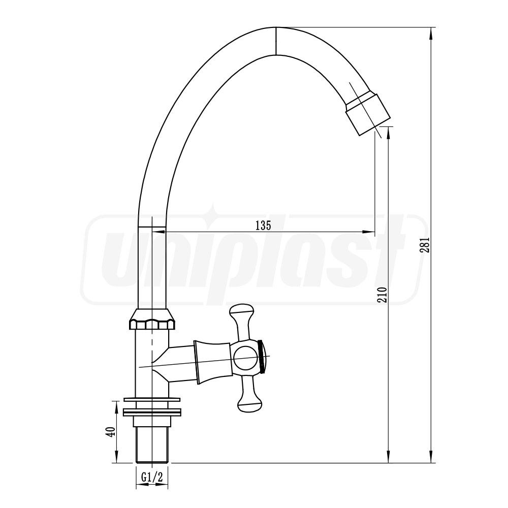 Baterie bucatarie apa rece TZF A605 cu piulita, bucsa  ESTA