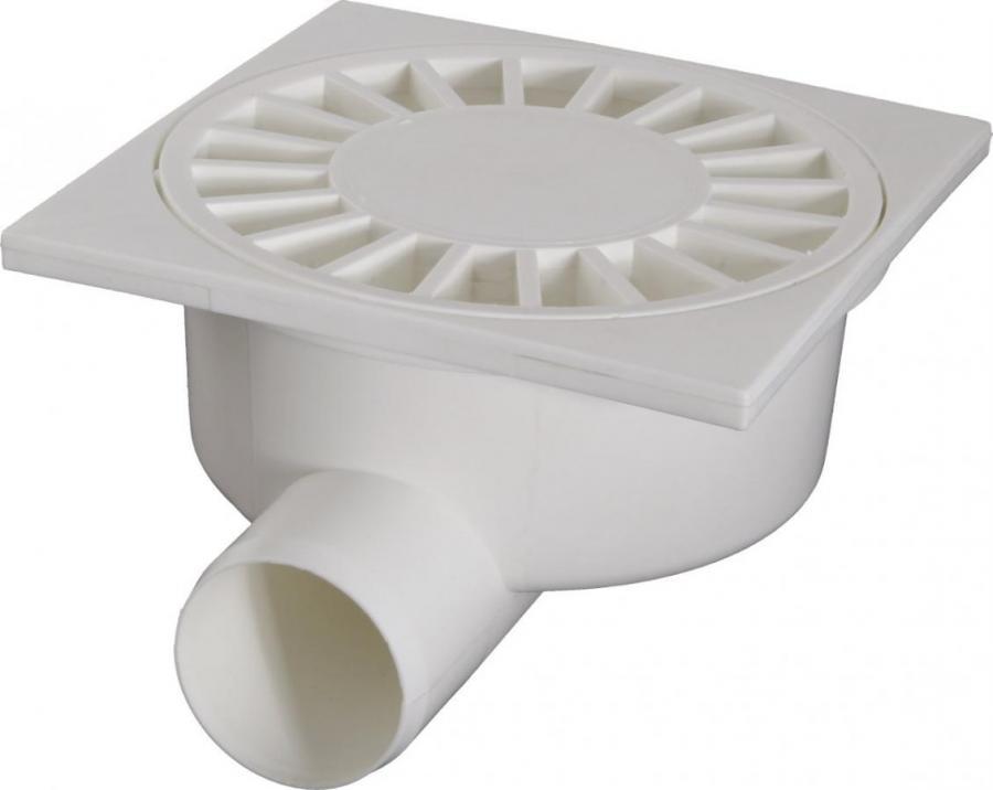 Трап ПП D. 50 вертикальный (белый) (100 x 100 мм, решетка из нержавеющей стали) SC