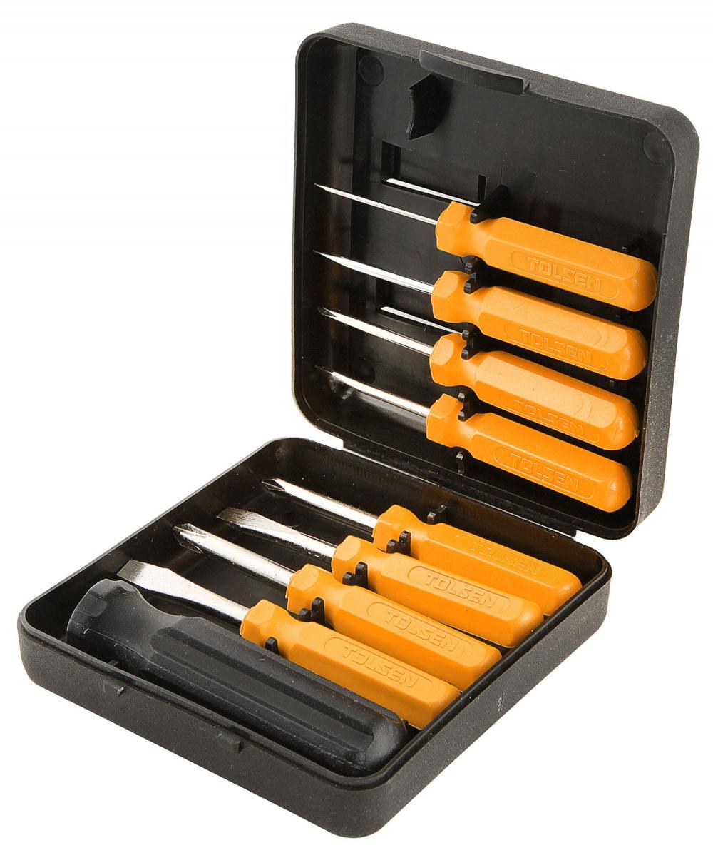 Set surubelnita de precizie plata - 9 buc. (cutie din plastic)  TOLSEN