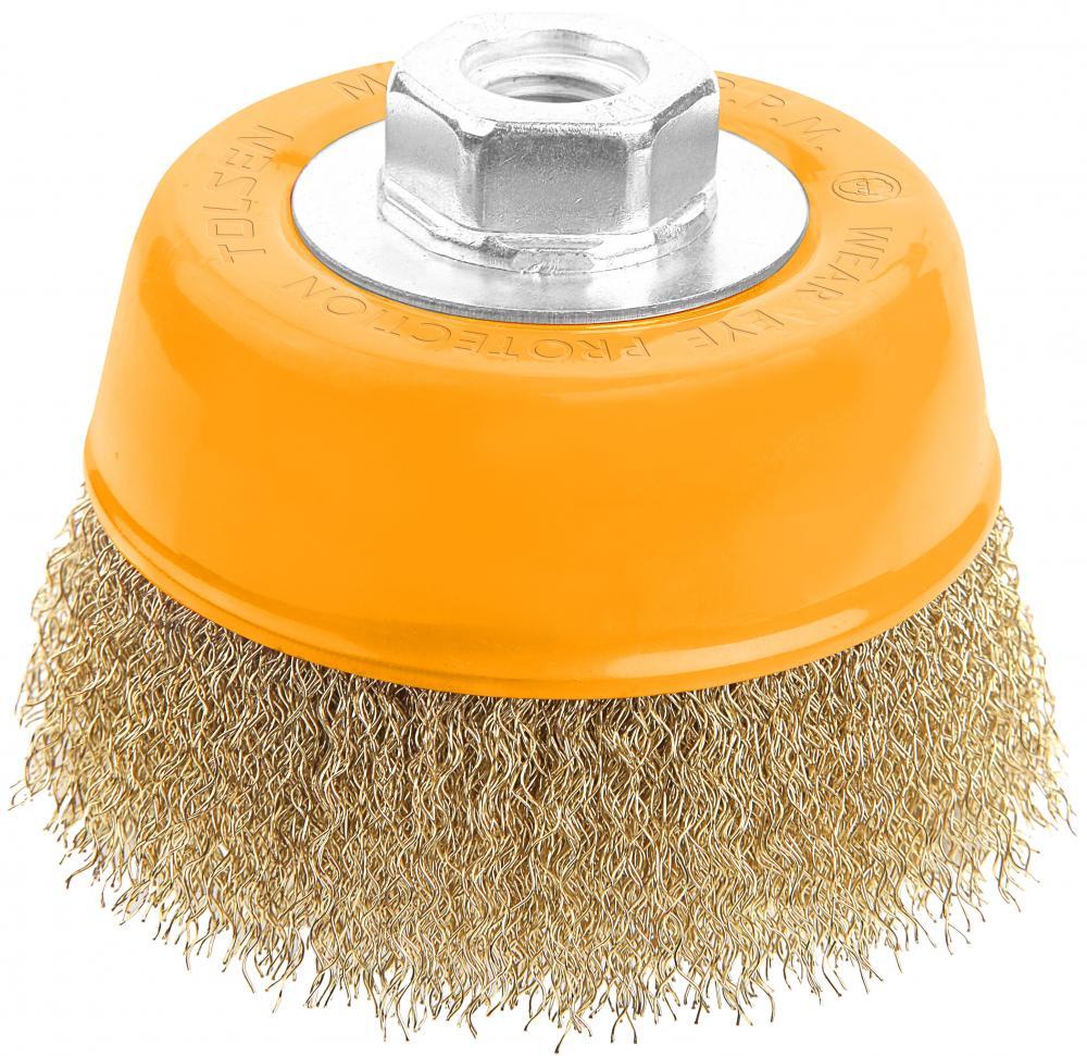 Perie rotunda de otel  75 mm cu piulita M14x2 Industrial  TOLSEN