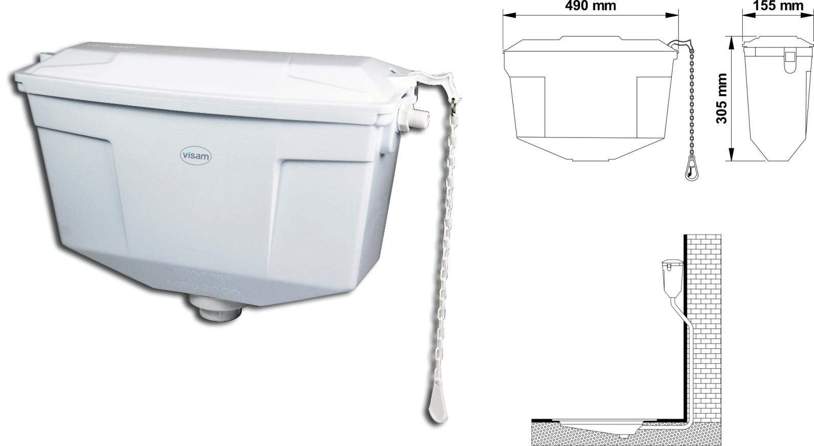 Бачок WC пластиковый настенный (высокоуровневый) 450-002/450-001 LORD 2000 6 л  VISAM