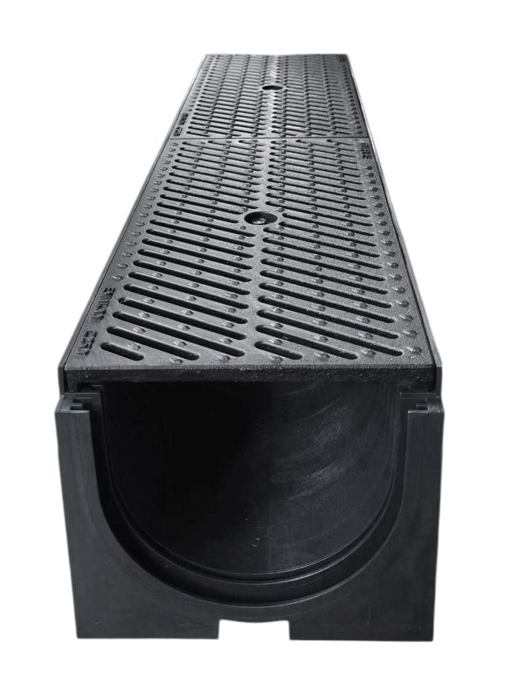 Rigola canalizare HDPE cu grila din fonta ( 8 mm ) С250 1000x200x160 mm VIP  MUFLESYSTEM