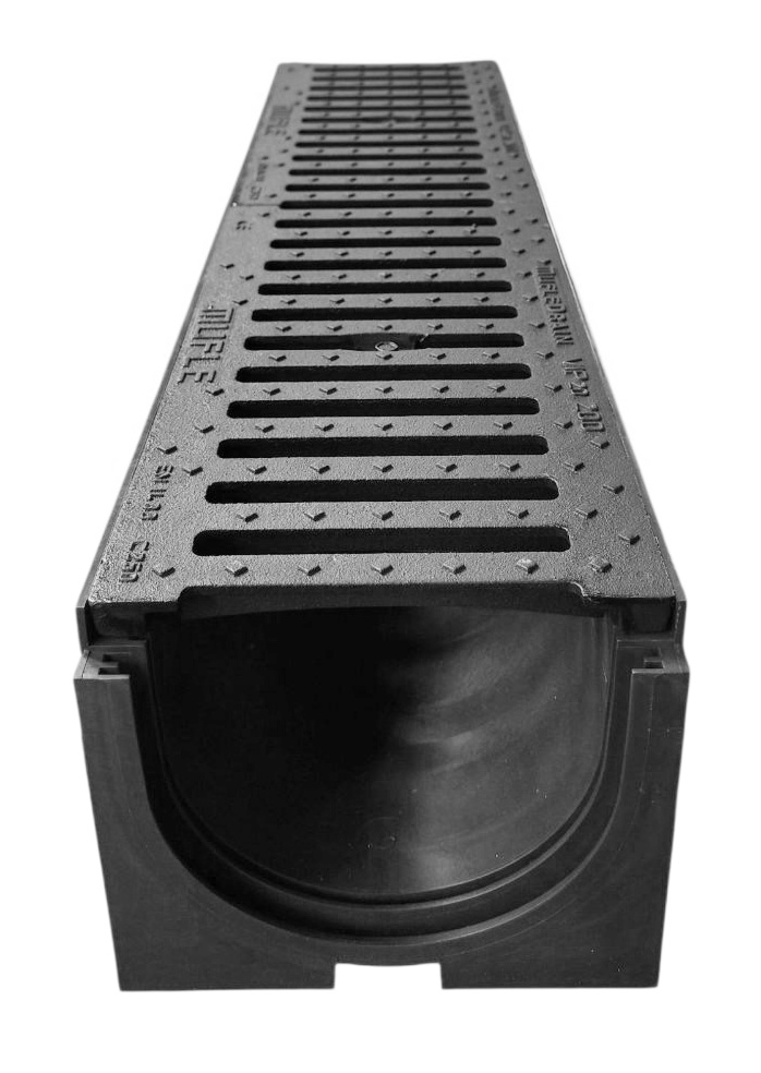 Rigola canalizare HDPE cu grila din fonta ( 20 mm ) С250 1000x200x160 mm VIP  MUFLESYSTEM
