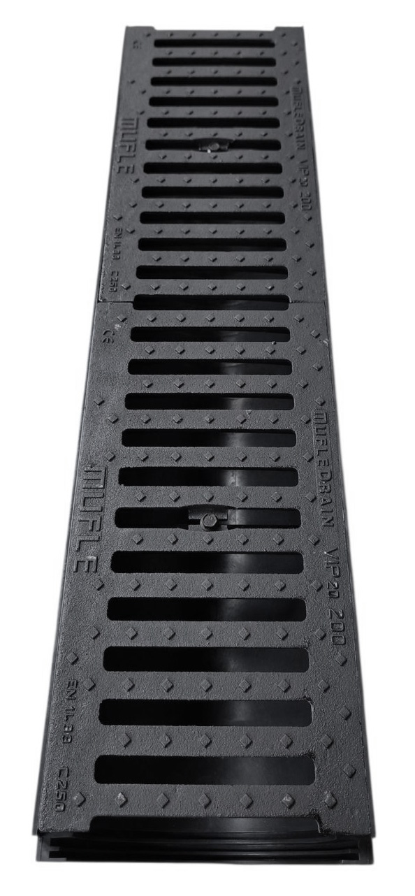 Rigola canalizare HDPE cu grila din fonta ( 20 mm ) С250 1000x200x160 mm VIP  MUFLESYSTEM