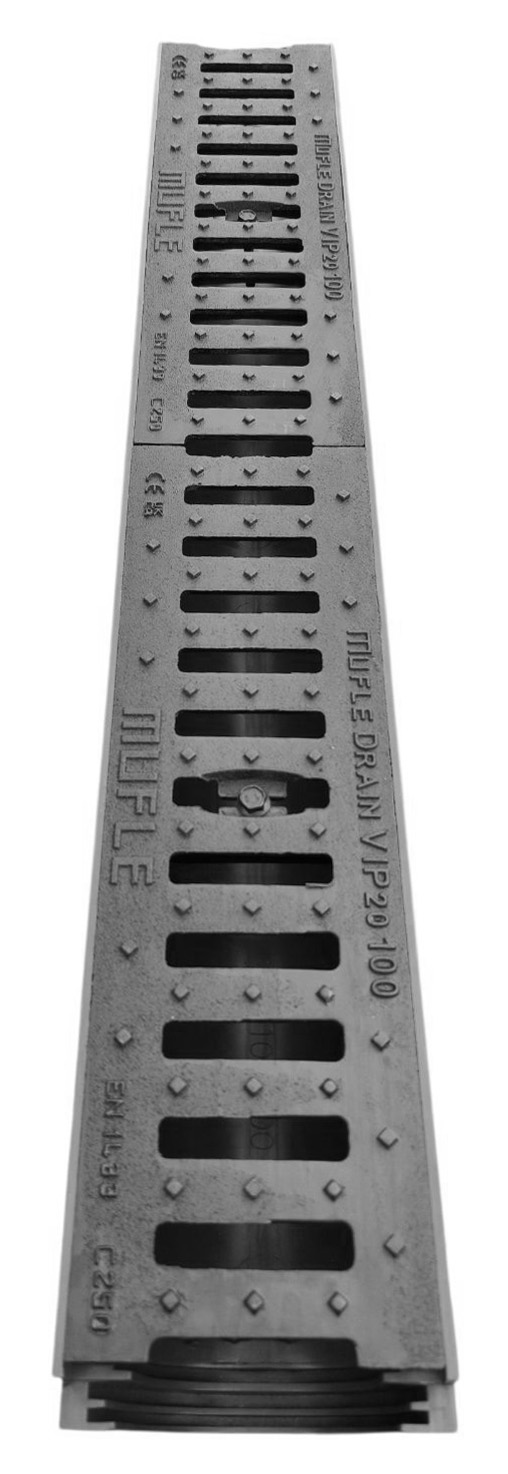 Rigola canalizare HDPE cu grila din fonta ( 12mm ) С250 1000x150x100 mm VIP  MUFLESYSTEM