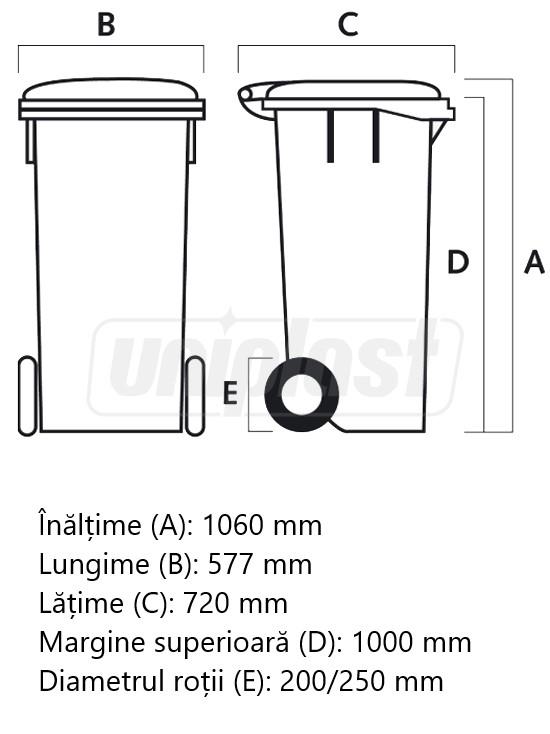 Бак мусорный 240 л на колесах (желтый) UNI