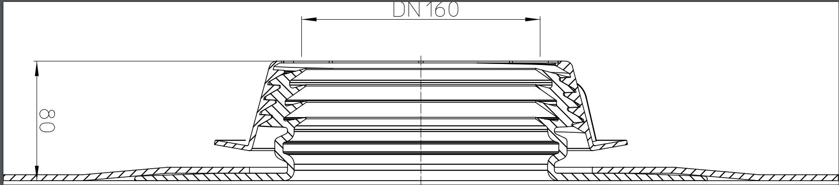 Membrana de trecere prin perete etansa cu manseta din bitum D.160 HL800/160  HL