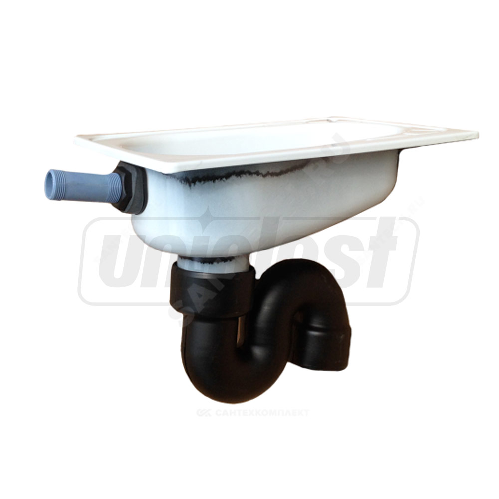 Чаша Генуя стальная со смещенным сливом, в комплекте  SANTEK SK (RU)