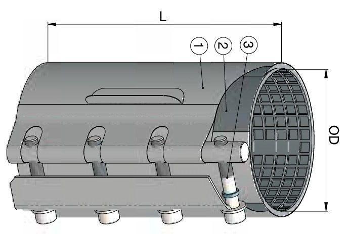 Colier reparatie D.165-175 PN16 L=300 mm (single band)  WATO