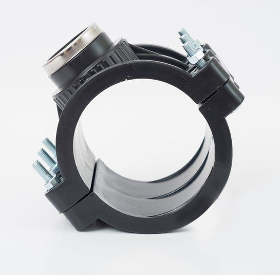 Piesa bransare teava PEHD D.140 x 1.1/4" / 16 A cu 6 suruburi, cu inel (reinfor.) SAB