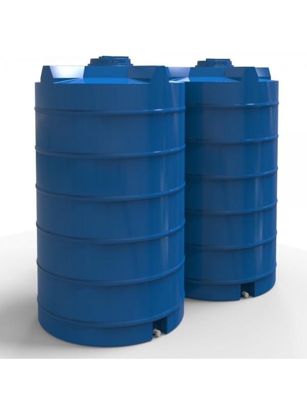 Rezervor apa 2500 L vertical, oval (albastru) cu stut D. 1" 132x233 cm (D. 39 cm)
