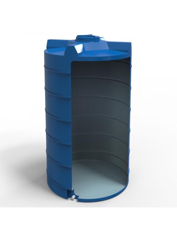 Rezervor apa 2500 L vertical, oval (albastru) cu stut D. 1" 132x233 cm (D. 39 cm)