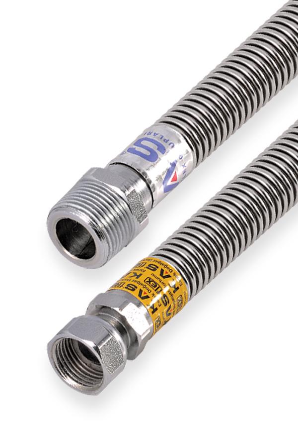 Furtun pentru gaz D. 1/2" FE/FI  inox L=80 cm  KAS