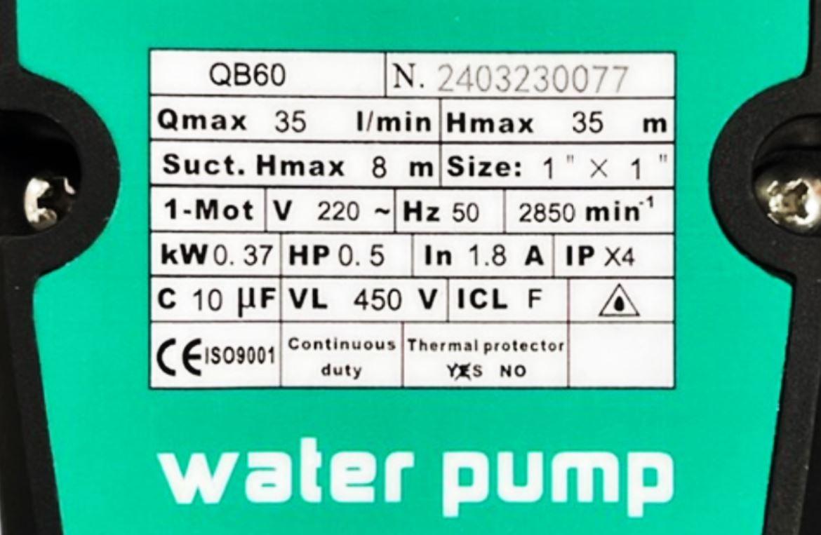 Pompa pentru hidrofor H=8 m 0.37 kW QB60 (42475)  TAIFU