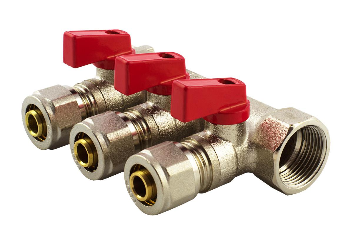 Distribuitor D.  3/4" FI/FE x 16 PEX 3 cai (robinet bila) HY