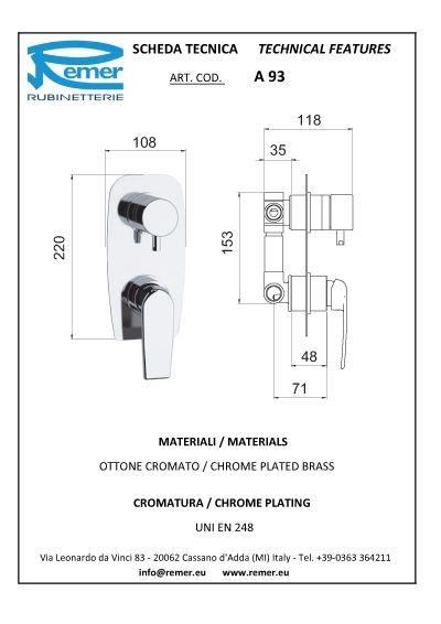 Baterie baie/dus pentru montare ascunsa ATMOS 93  REMER