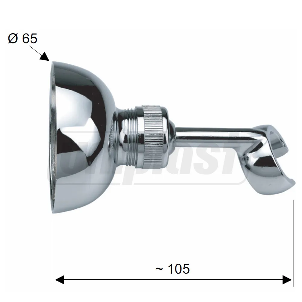 Держатель для душевой насадки (настенный, поворотный) круглый, металл хром 338  REMER