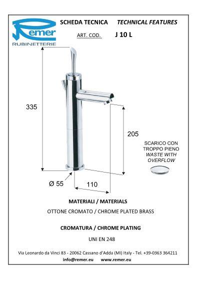 Baterie lavoar verticala JAZZ 10 L REMER