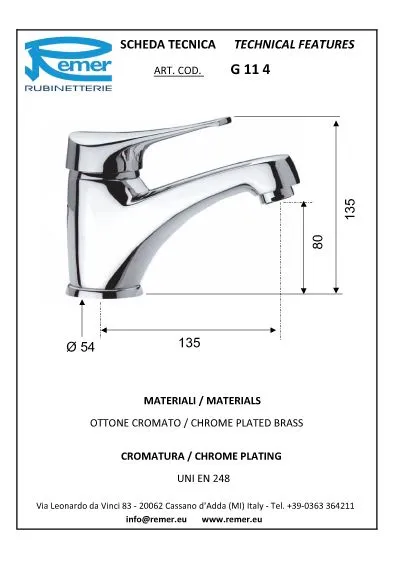 Baterie lavoar verticala GIGA G114  REMER