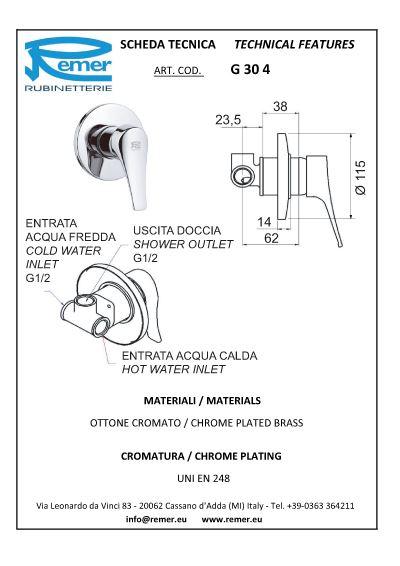 Baterie pentru cabina dus ingropata GIGA 304  REMER