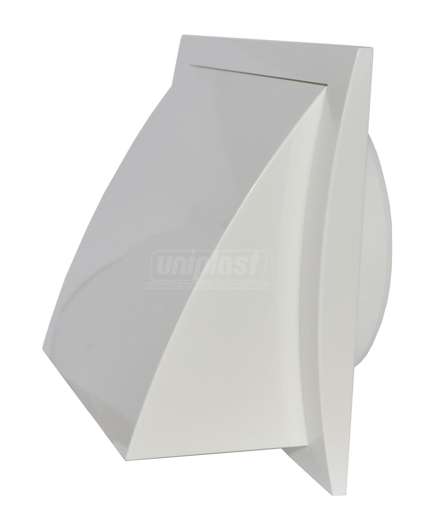 Выход стенной вытяжной с обратным клапаном 150 x 150 мм с фланцем D.100 (белый) ND10FV  EUROPLAST