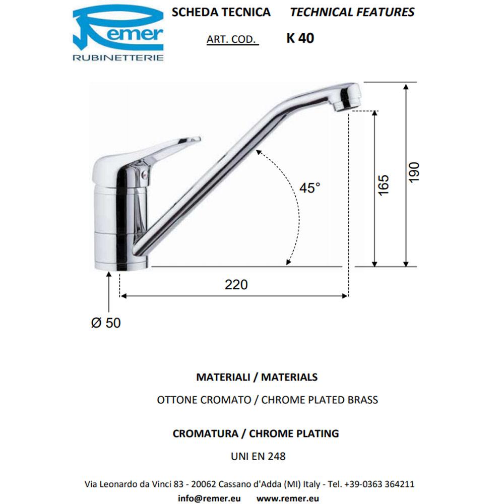 Baterie bucatarie verticala KISS 40  REMER