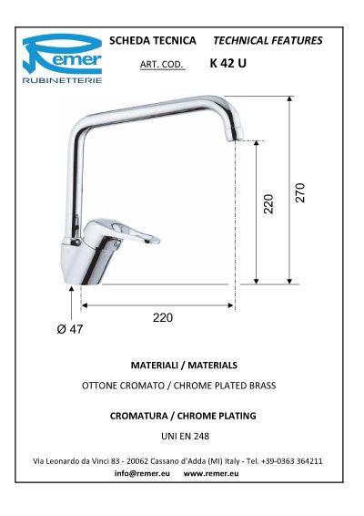 Baterie bucatarie verticala inalta KISS 42U REMER