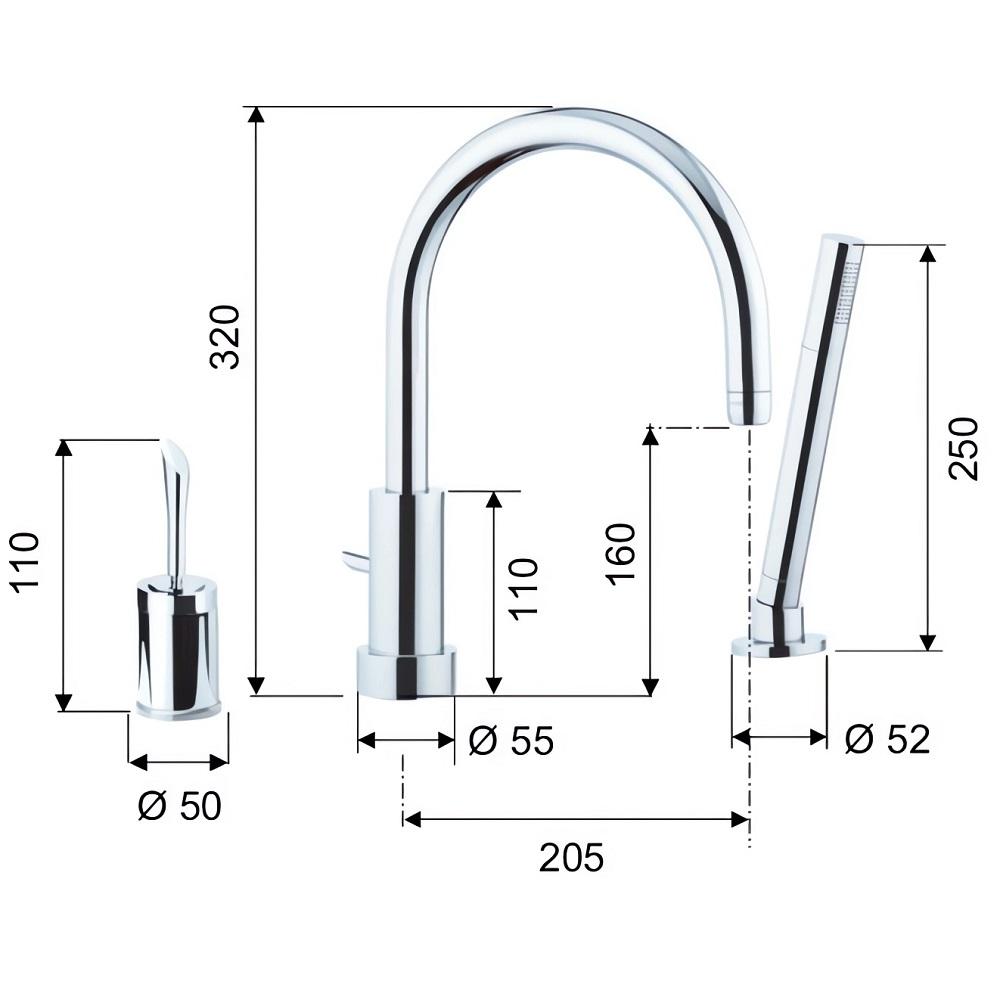 Baterie pentru baie verticala JAZZ 07  REMER