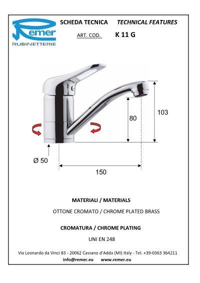 Baterie lavoar verticala KISS 11G  REMER