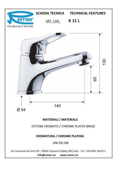 Baterie lavoar verticala KISS 11L  REMER